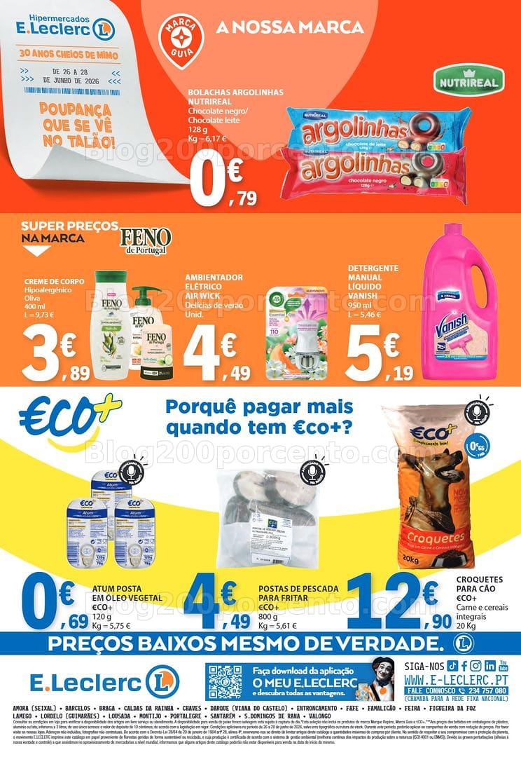 Antevisão Folheto E-LECLERC Promoções Fim de Semana - 26 a 28 junho